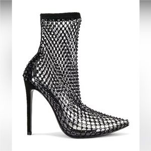 Jennifer Lopez Black Mesh Ankle Booties